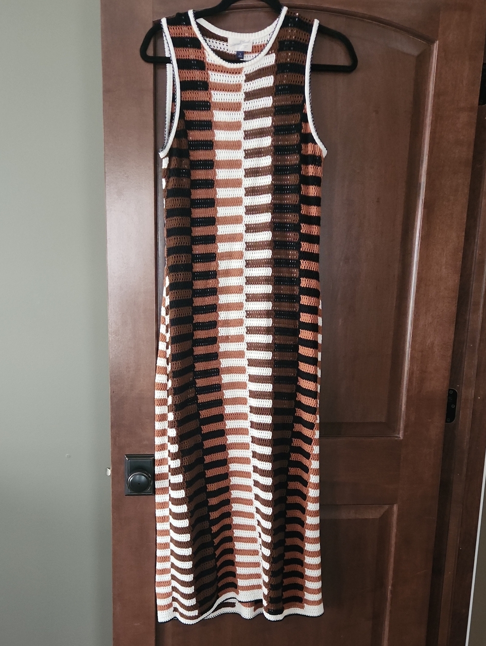 Striped Crochet Maxi Sweater Dress Brown, Black & White, Universal Thread Medium